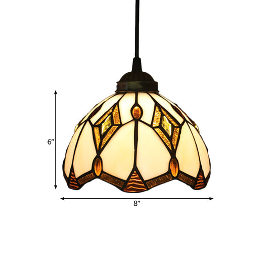 Victorian Cut Glass Pendant Light Kit- Single Light Grape/Flower/Diamond Suspension Lamp in White/Red/Yellow for Kitchen