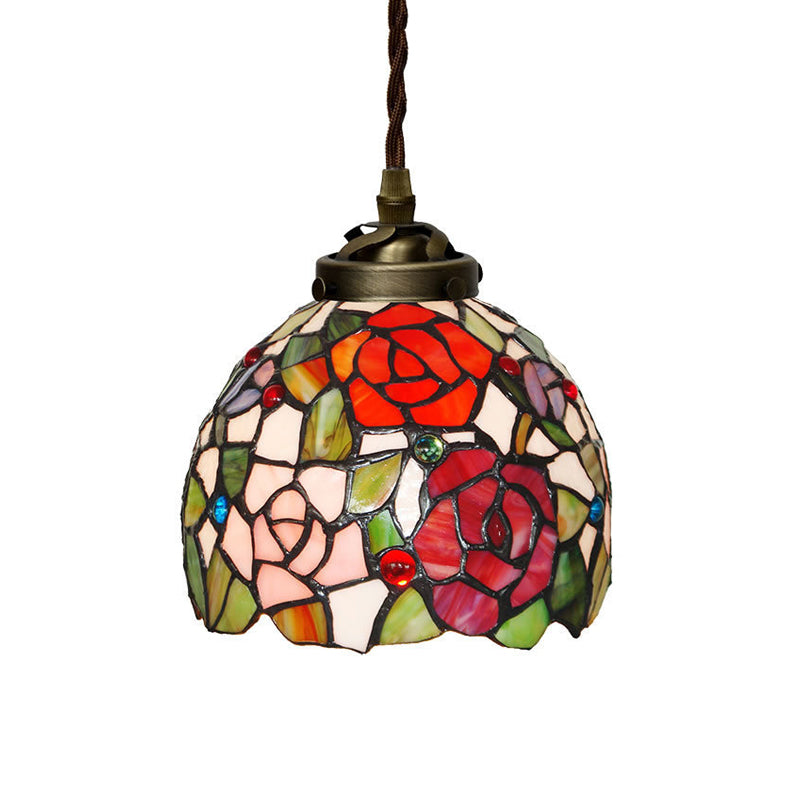 Colorful Stained Glass Pendant Light for Dining Room - Tiffany Style