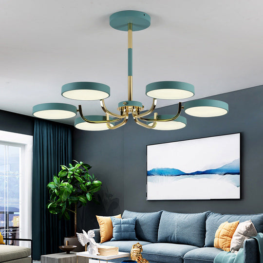 Modern Scandinavian Round Hanging Chandelier - 6-Light Acrylic Pendant Fixture For Living Room