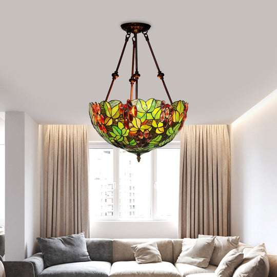 Mediterranean Dome Semi Flush Mount Ceiling Light - 16"/18" Wide, 2 Green Cut Glass Lights