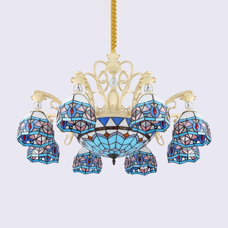 Blue Victorian Chandelier with Cut Glass Shade - 6/9/11 Lights - Modern Suspension Pendant for Living Room