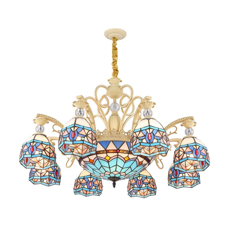 Blue Victorian Chandelier with Cut Glass Shade - 6/9/11 Lights - Modern Suspension Pendant for Living Room