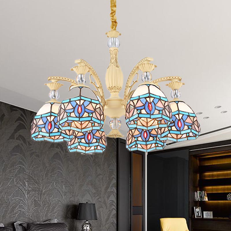 Blue Victorian Chandelier with Cut Glass Shade - 6/9/11 Lights - Modern Suspension Pendant for Living Room