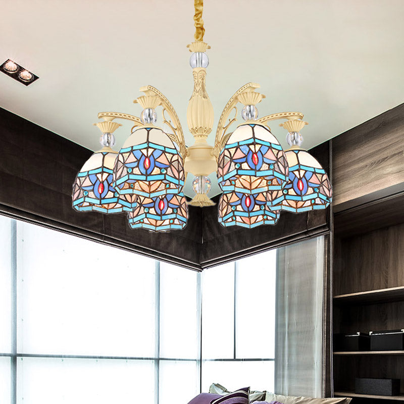 Blue Victorian Chandelier with Cut Glass Shade - 6/9/11 Lights - Modern Suspension Pendant for Living Room