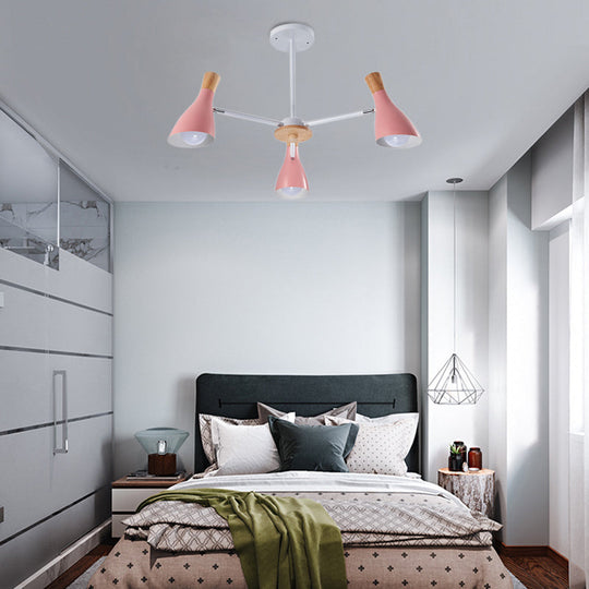 Horn-Shaped Metal Macaroon Chandelier: Ideal Kindergarten Hanging Pendant Fixture