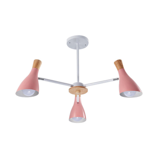 Horn-Shaped Metal Macaroon Chandelier: Ideal Kindergarten Hanging Pendant Fixture