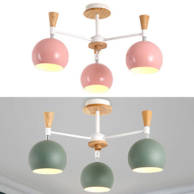 Stylish Hanging Chandelier With Metal Dome And 3 Bulbs - Perfect For Dining Room