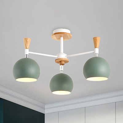 Stylish Hanging Chandelier With Metal Dome And 3 Bulbs - Perfect For Dining Room