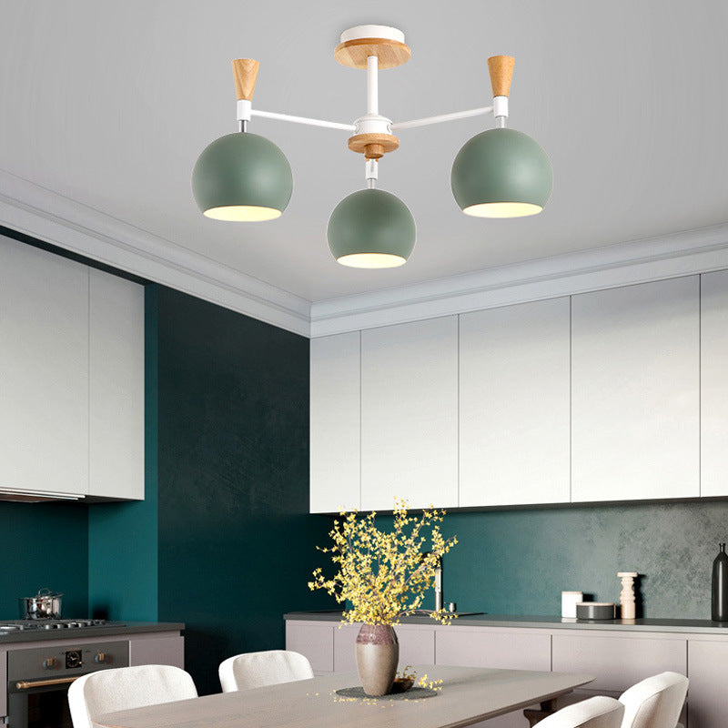 Stylish Hanging Chandelier With Metal Dome And 3 Bulbs - Perfect For Dining Room