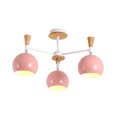 Stylish Hanging Chandelier With Metal Dome And 3 Bulbs - Perfect For Dining Room