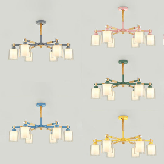 Nordic Glass Pendant Light Fixture With 6 Bulbs For Bedroom