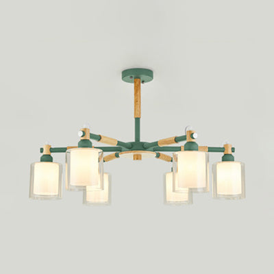 Nordic Glass Pendant Light Fixture With 6 Bulbs For Bedroom Green