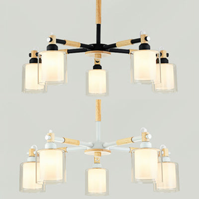 Contemporary 5-Light Glass Pendant Chandelier For Dining Room