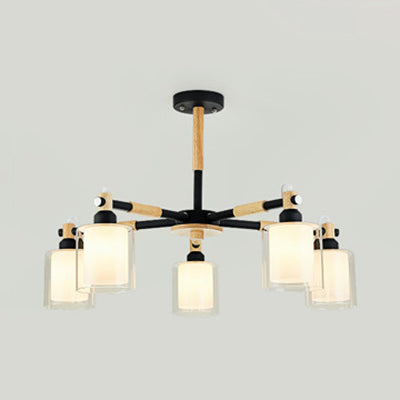 Contemporary 5-Light Glass Pendant Chandelier For Dining Room