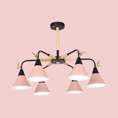 Horn-Shaped Macaroon Pendant Light - Metal Hanging Lamp For Bedroom Pink