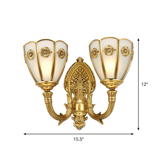 Vintage Opal Glass Wall Sconce With Delicate Golden Carvings