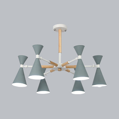 6-Light Scandinavian Hanging Chandelier With Metal Horn Shade For Kids Bedroom