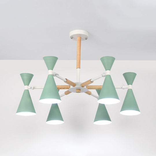 6-Light Scandinavian Hanging Chandelier With Metal Horn Shade For Kids Bedroom