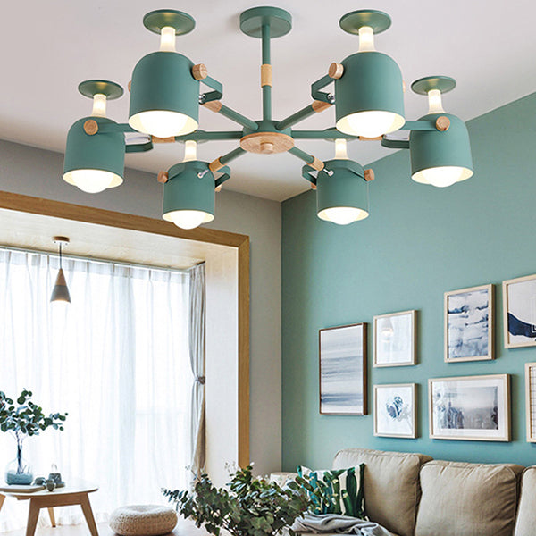 Modern Metal Cylinder Chandelier - 6-Light Hanging Ceiling Lamp For Living Room