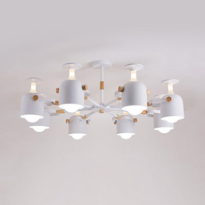 Modern Macaron Chandelier: Bedroom Hanging Lamp With Cup-Shaped Metal Design & 8 Lights