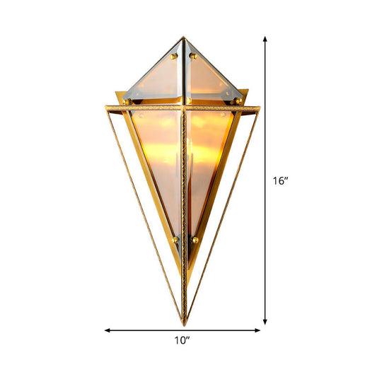 Modern Tapered Wall Sconce With Amber Glass - 2 Heads Living Room Light Fixture