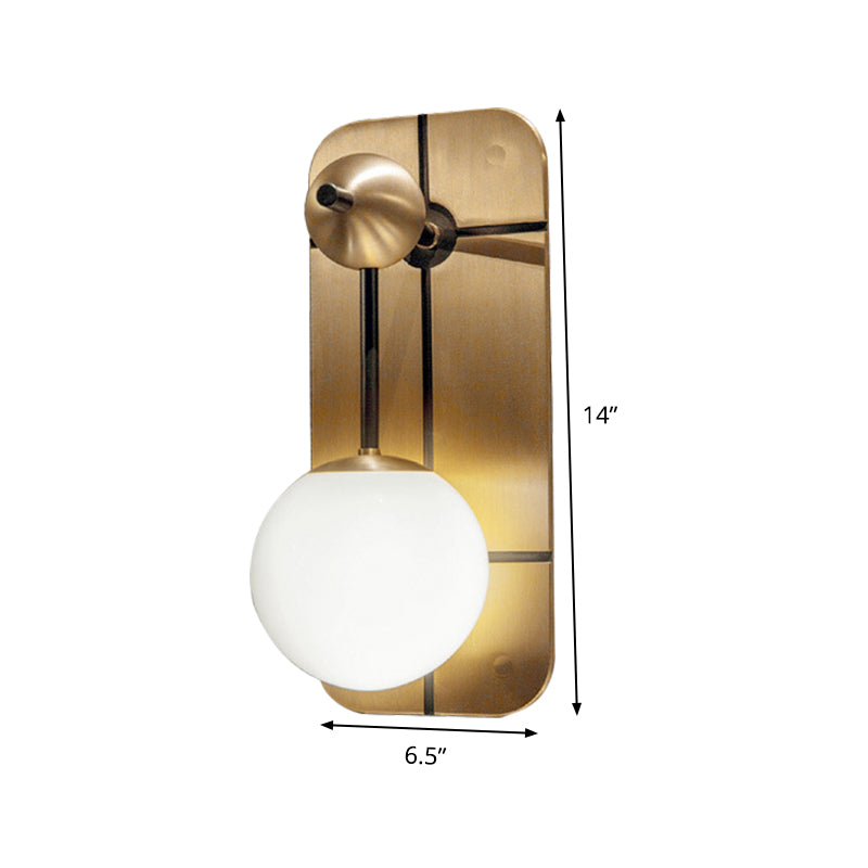 Modern Opal Glass Ball Sconce With Brass Wall Mount - Elegant 1 Head Light Fixture