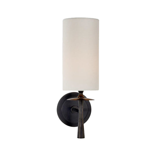 Modern Black Wall Sconce Light With White Glass Shade - 1 Head Cylindrical Fixture