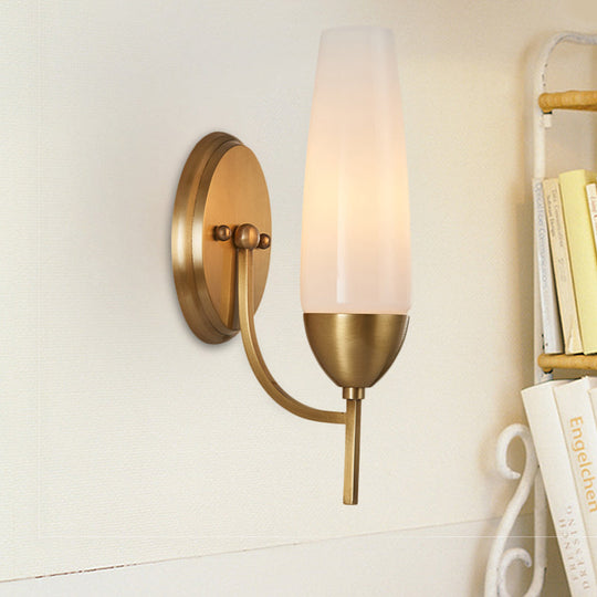 Modern Brass Wall Sconce Light With Milky Glass Shade