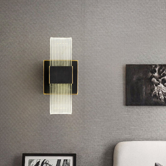 Modern Led Wall Sconce Light: Metal Square Design Black Finish Ideal For Living Room