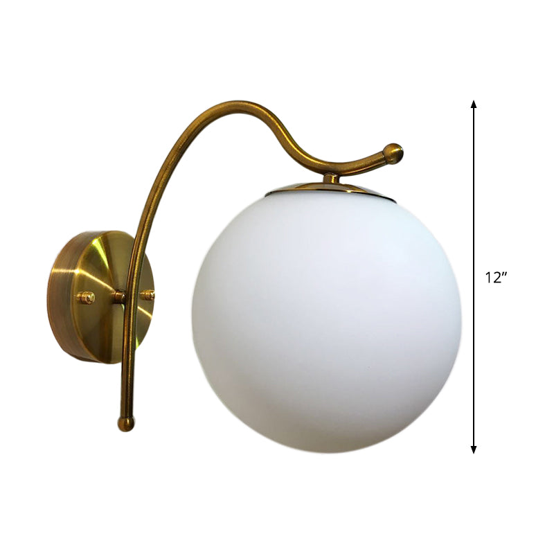 Modern White Glass Ball Wall Lamp With Gold Sconce Light Fixture