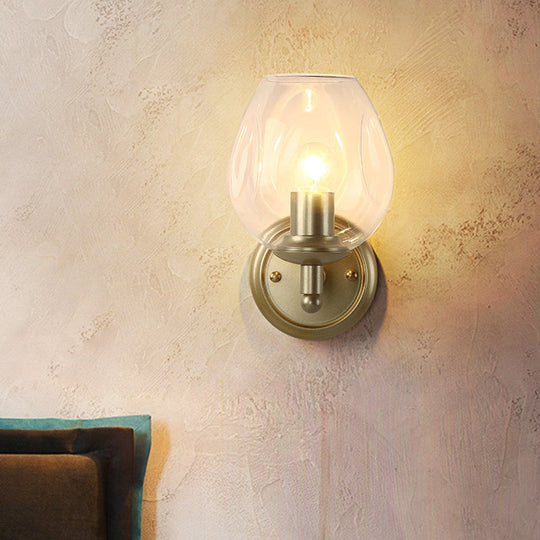 Modern Glass Cup Sconce With Dimpled Blown Wall Mounted Light Fixture In Gold