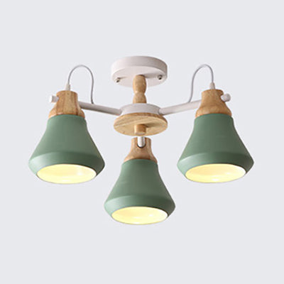 Tapered Shade Hanging Pendant Lamp For Simple Living Room Lighting Green