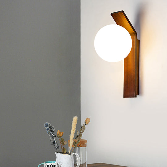 Modern Bronze/Copper Dining Room Wall Lamp: 1-Bulb Sconce Light With Milk Glass Shade