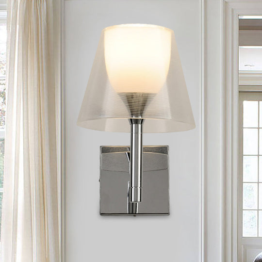 White Glass Flared Wall Sconce Light Fixture For Contemporary Living Rooms