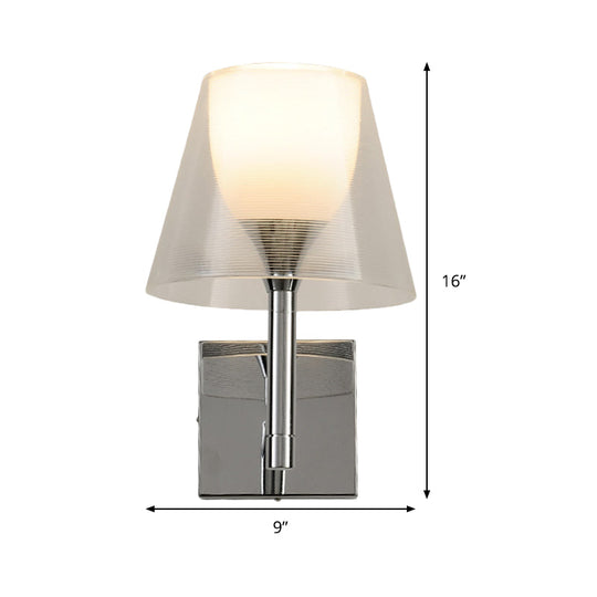 White Glass Flared Wall Sconce Light Fixture For Contemporary Living Rooms