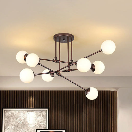 Contemporary Opal Glass Coffee Bubble Ceiling Chandelier - 8 Bulbs Pendant Light