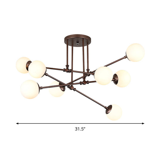 Contemporary Opal Glass Coffee Bubble Ceiling Chandelier - 8 Bulbs Pendant Light