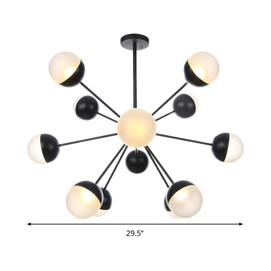 Frosted Glass Bubbly Chandelier - Contemporary 12-Head Ceiling Suspension Lamp In Black