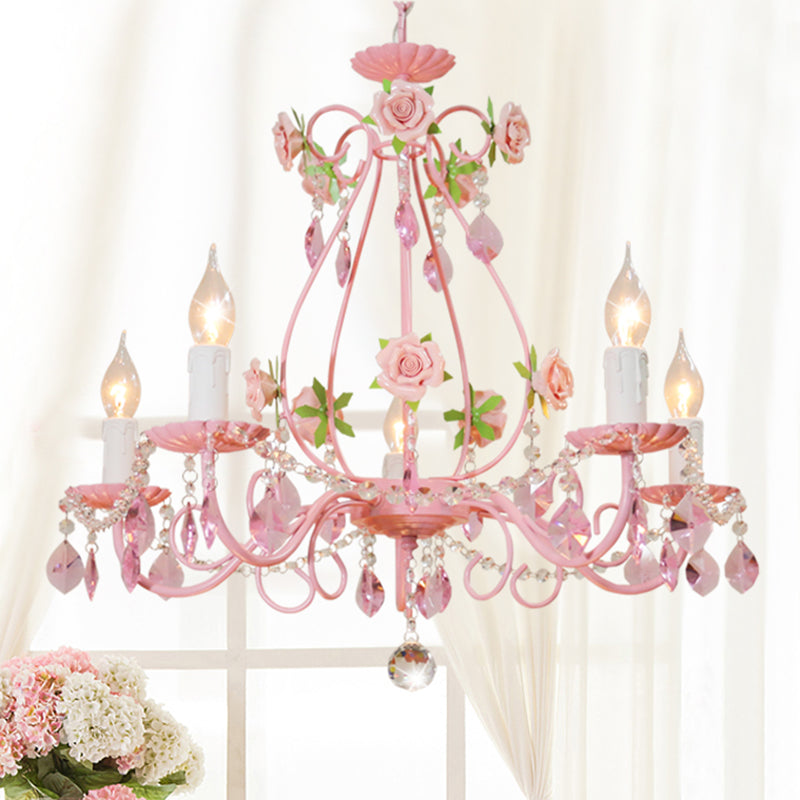 Traditional Crystal Pink Pendant Chandelier - Ceiling Fixture For Living Room (3 5 Or 8 Lights)