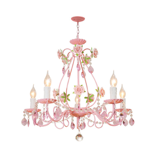 Traditional Crystal Pink Pendant Chandelier - Ceiling Fixture For Living Room (3 5 Or 8 Lights)