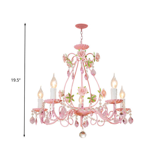 Traditional Crystal Pink Pendant Chandelier - Ceiling Fixture For Living Room (3 5 Or 8 Lights)