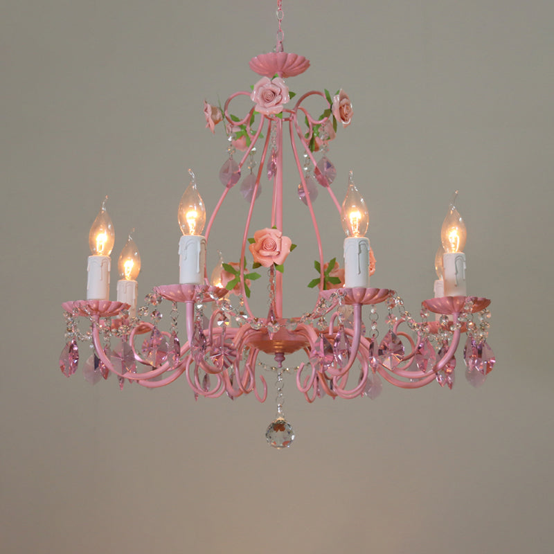 Traditional Crystal Pink Pendant Chandelier - Ceiling Fixture For Living Room (3 5 Or 8 Lights)