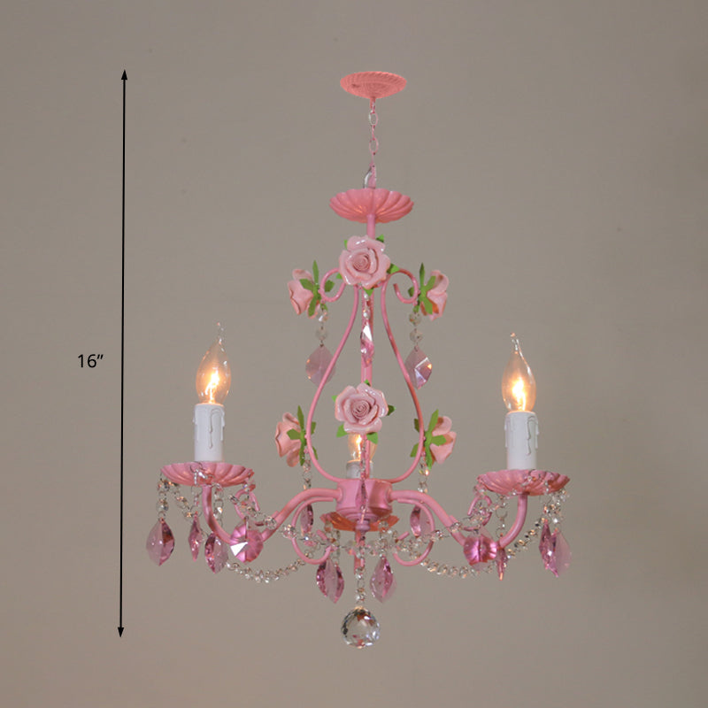 Traditional Crystal Pink Pendant Chandelier - Ceiling Fixture For Living Room (3 5 Or 8 Lights)