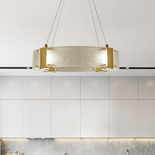 Modern Frosted Glass Pendant Chandelier - Circular Design, 6-Headed, Gold Suspension Lamp