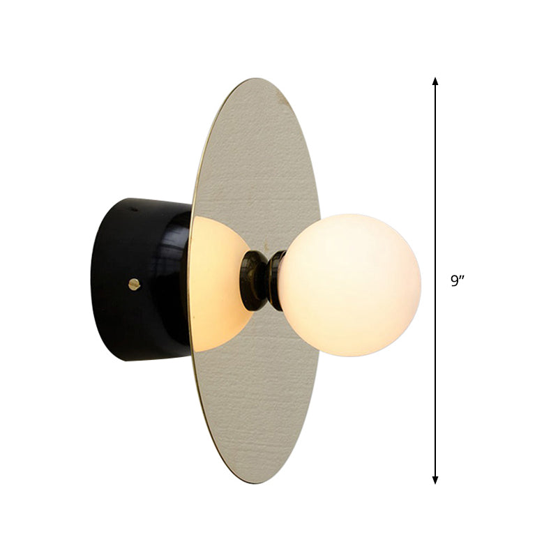 Minimalist Milk Glass Sconce Light: Single Black Wall Mount For Bedside