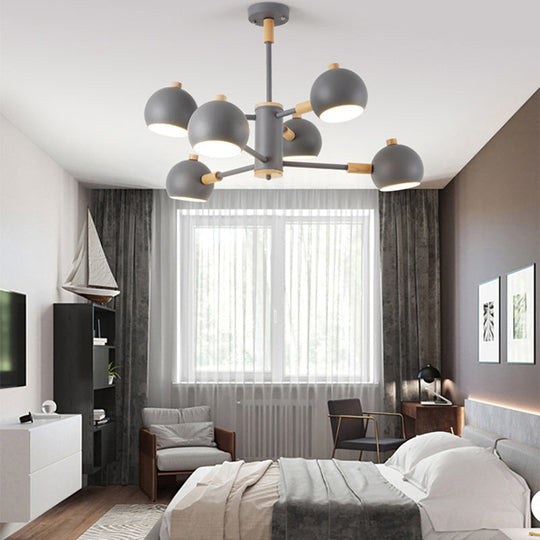 Modern Nordic Iron Bedroom Pendant Light Fixture - 6 Lights Hanging Chandelier