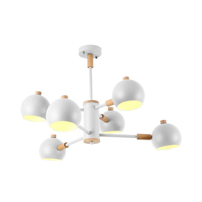 Modern Nordic Iron Bedroom Pendant Light Fixture - 6 Lights Hanging Chandelier White