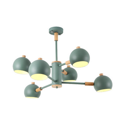 Modern Nordic Iron Bedroom Pendant Light Fixture - 6 Lights Hanging Chandelier Green