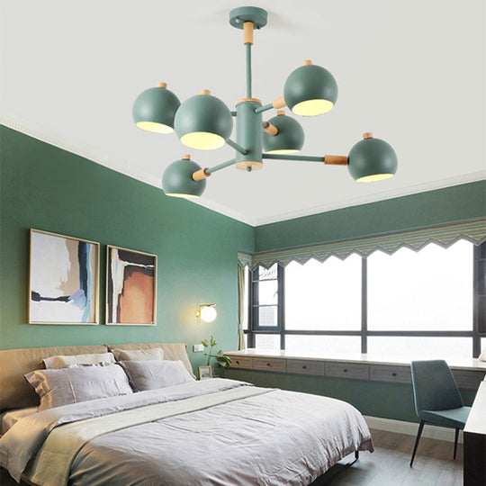 Modern Nordic Iron Bedroom Pendant Light Fixture - 6 Lights Hanging Chandelier