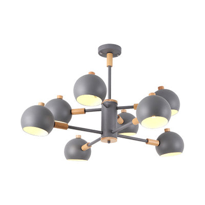 Scandinavian Metal Dome Hanging Chandelier - 2-Tier 8 Lights Ideal For Living Room And Shop